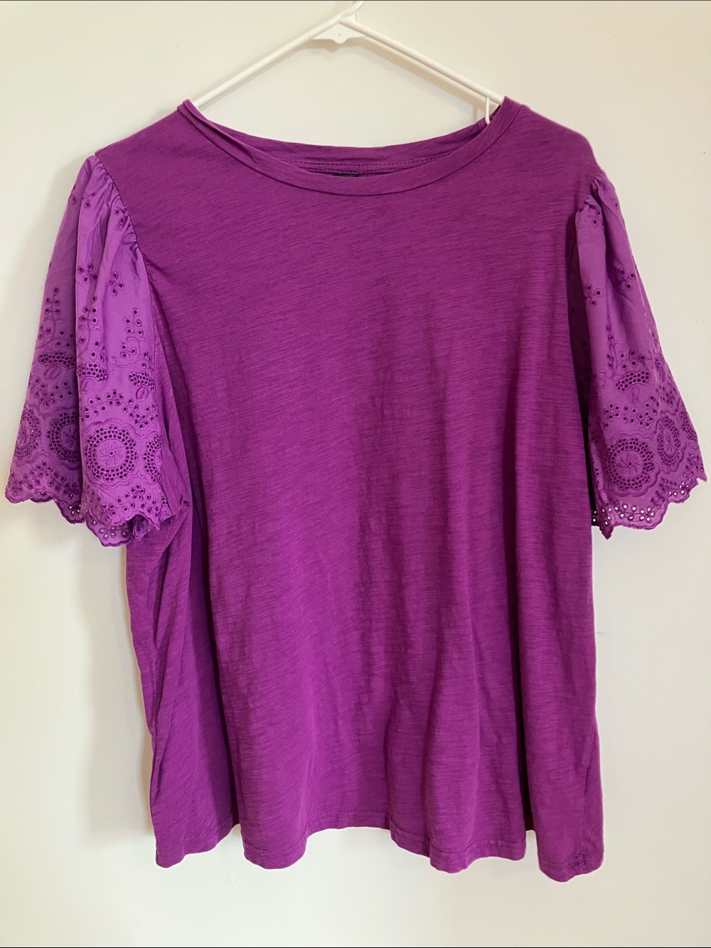 Purple Eyelet Sleeve Women’s Top